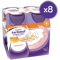 Fortimel Compact Fibre 2.4 Trinknahrung Erdbeere 8X4X125 ml Flüssigkeit