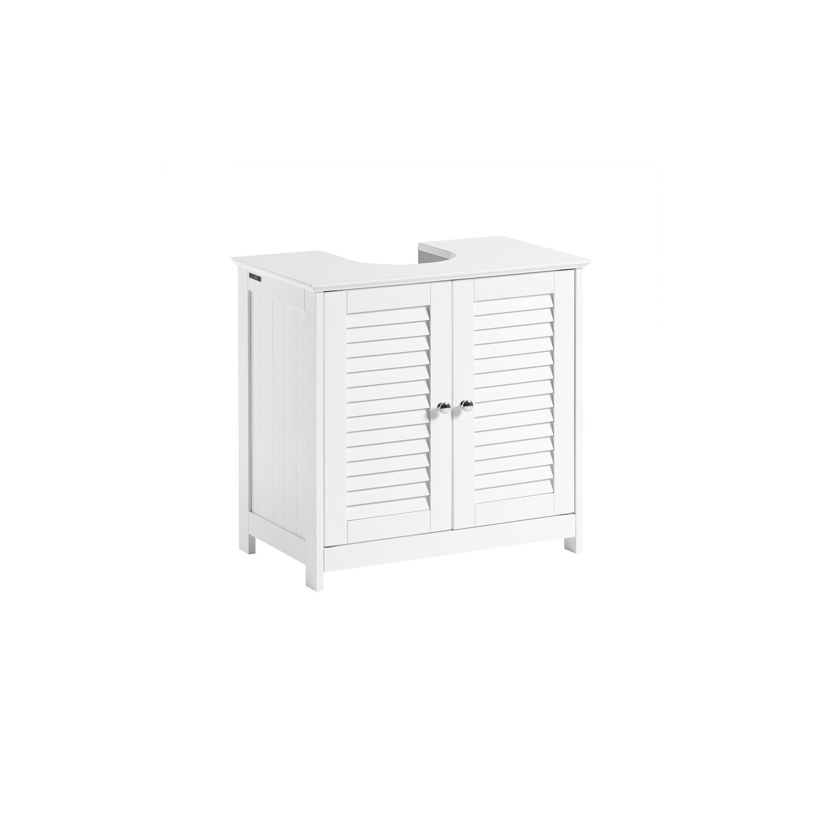 SoBuy Waschbeckenunterschrank mit 2 Türen Weiß 60x35x58cm Rustikal