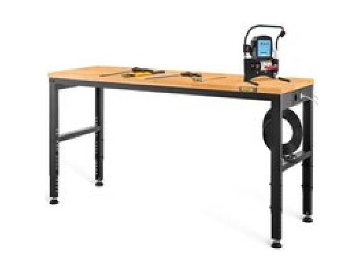 VEVOR Établi Garage Atelier Table de Travail 183x64x97 cm Hauteur Réglable 72-97 cm, Établi d'Atelier Plateau en Bois Dur Cadre en Acier, Établi Multifonctionnel Robuste pour Réparation Bricolage