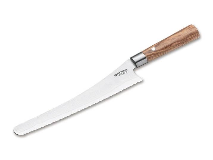 Böker Manufaktur Solingen Brotmesser Böker Damast Olive Brotmesser, Böker Damast Olive Brotmesser, Klinge 23,5cm