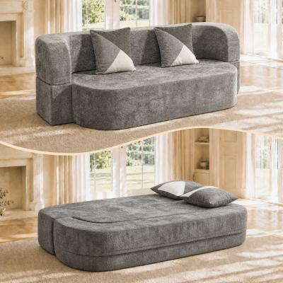 Loedds 78.74-Inch Plush Convertible Floor Sofa Bed with 33D Foam and Pillows No Assembly