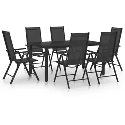 vidaXL 7-tlg. Garten-Essgruppe Aluminium Schwarz
