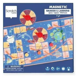 Scratch Magnetspiel Leiter mit Kreisel Weltraum (1 - 4 Spieler)