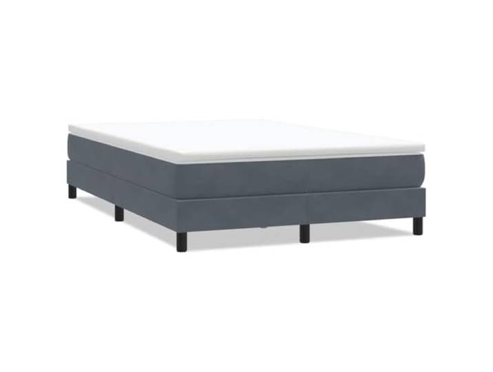 PUGYNBK Boxspringbett aus Samt, dunkelgrau, 140 x 210 cm Lattenrost, stabile Beine, ohne Matratze, stabile Struktur für Schlafzimmer