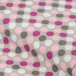 Baumwollstoff Tupfen "Mona", grau/beere/rosa