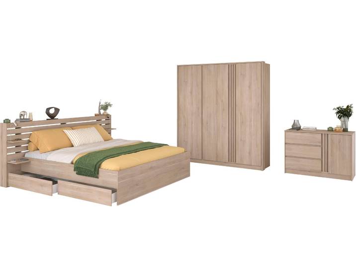 Schlafzimmer-Set PARISOT Escale 27 , braun, ohne Matratze, B/H: 180cm x 200cm, Schlafzimmermöbel-Sets