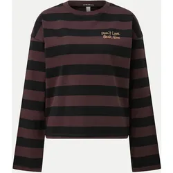 Langarmshirt mit Streifen-Muster Braun S