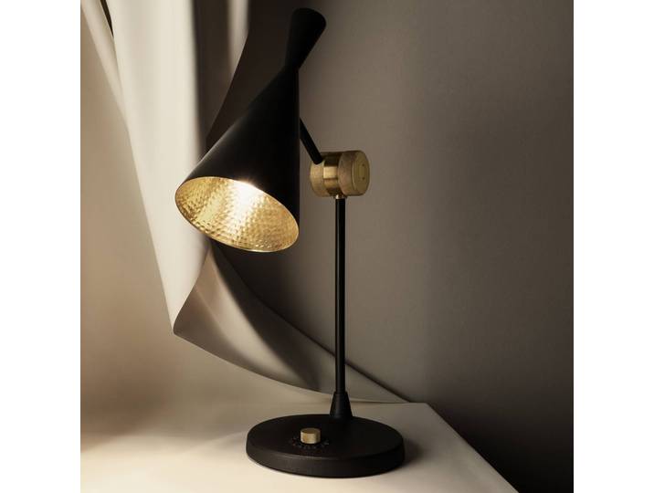 Tom Dixon Designer Tischlampe Beat, dimmbar, schwarz, für Wohn- / Esszimmer, Messing, Design, Tischlampe