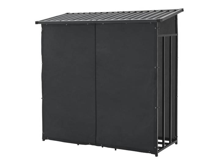 casa.pro Brennholzregal Yakutat, Schwarz, Textil, 180x185x70 cm, Kleinmöbel, Kamine & Zubehör