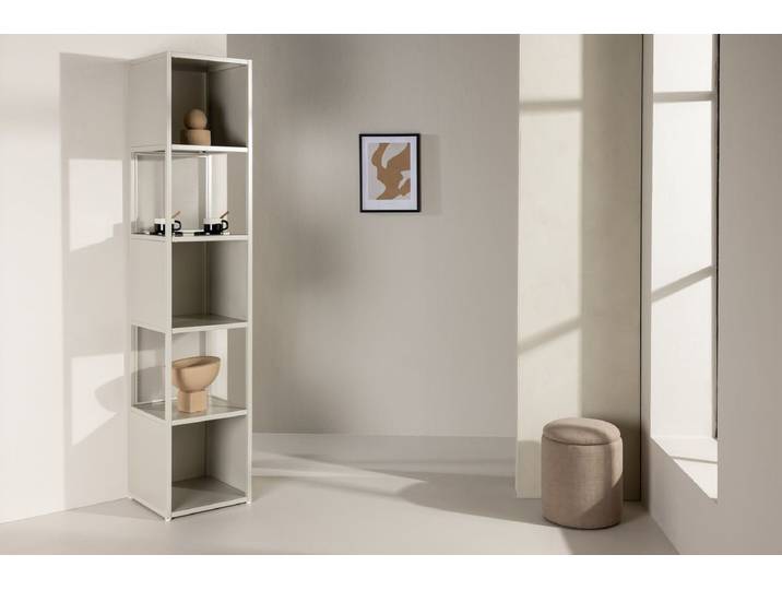 Regal Buenos Aires – hohes Standregal in Beige mit 4 Fächern - Beige - Luxusbetten24
