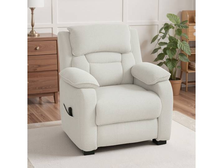 HOMCOM Fauteuil Relax Électrique Inclinable USB Crème 86x90x103cm