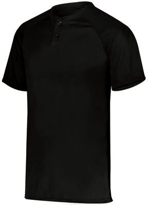 Augusta Sportswear AG1565 Athletic Attain Wicking Two-Button Baseball Jersey T-Shirt in Black size 5XL   Polyester 1565