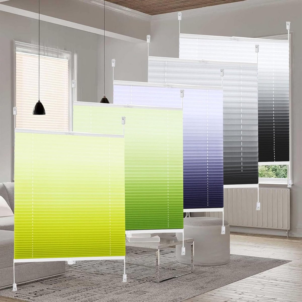 Verduisterende geplooide jaloezie zonder boren voor privacy, 75 x 80 cm