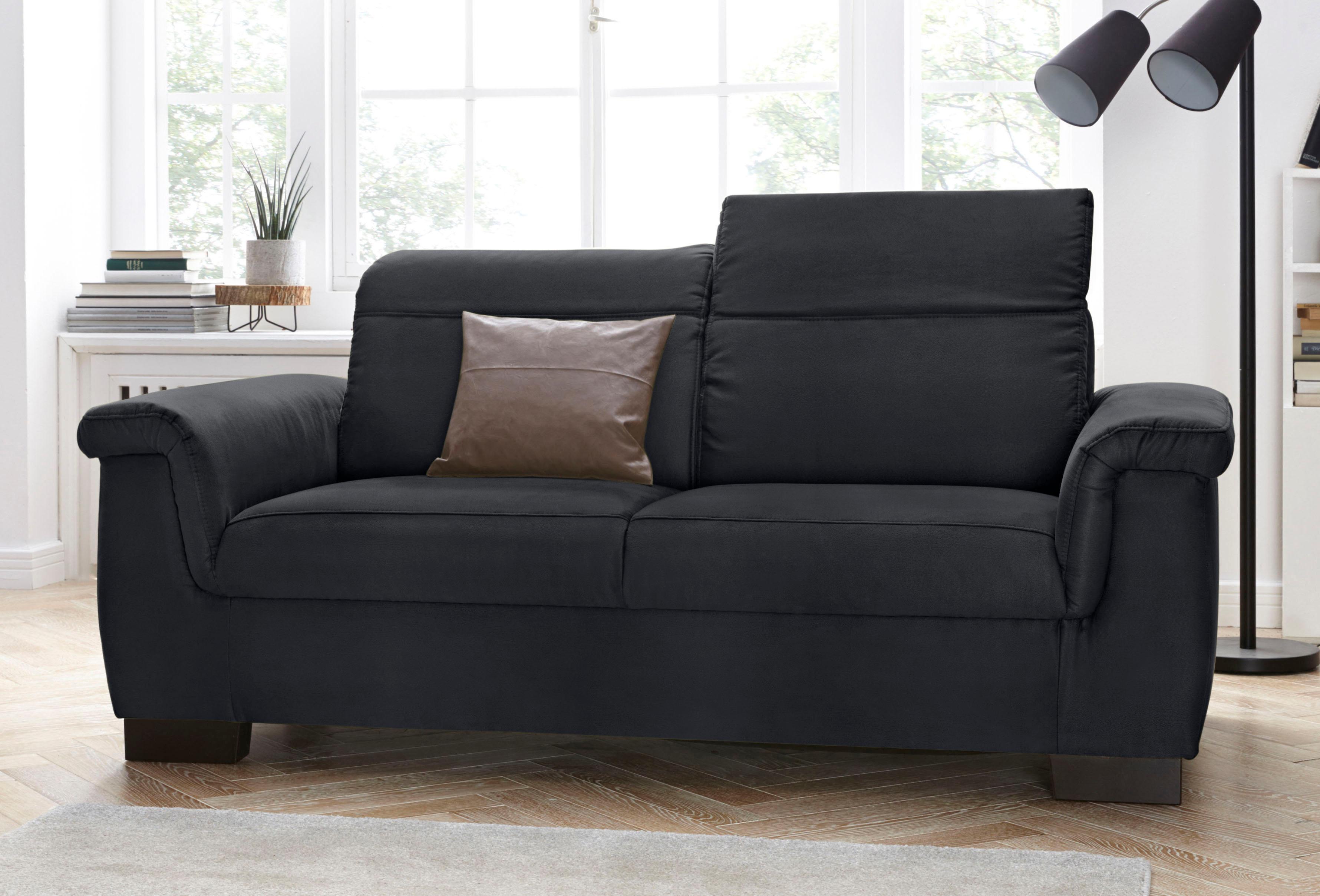 2-Sitzer DOMO COLLECTION "Sully bequem, Breite 193cm, elegant und zeitlos, Fuss 7cm hoch", schwarz, B:193cm H:84cm T:102cm, Kunstleder SOFTLUX;Luxus-Microfaser ALTARA NUBUCK (100% Polyester);Chenille (100% Polyester);Luxus-Microfaser (100% Polyester), Sof
