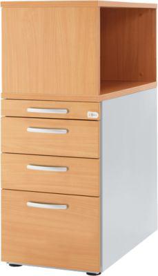 Schäfer Shop Genius Standcontainer mit Aufsatzregal, abschließbar, runder Griff, Buche