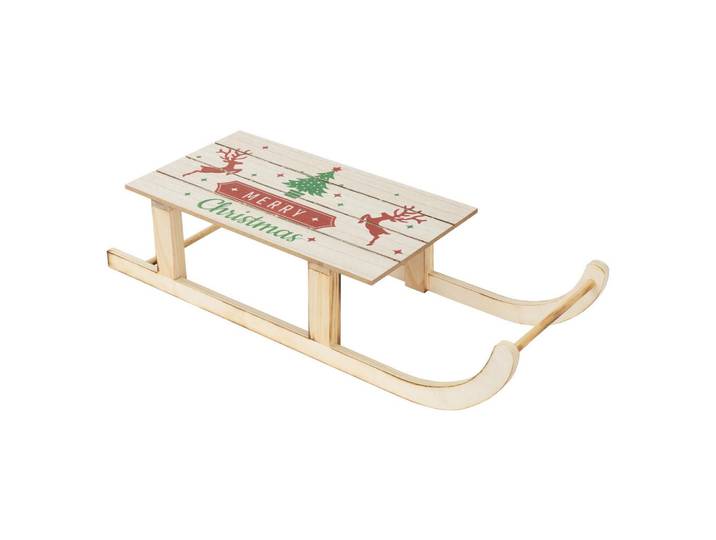 ECD-Germany Weihnacht Schlitten, Braun, Holz, 21x13.5x60 cm, Dekoration, Weihnachtsdekoration