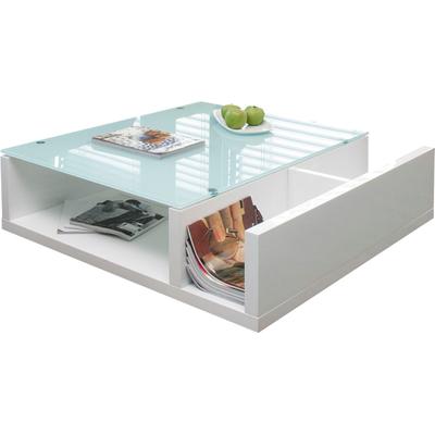 Couchtisch SALESFEVER "Wohnzimmer-Tisch im skandinavischen Stil", weiß (weiß, weiß, weiß), B:100cm H:30cm T:100cm, Tische, Couchtisch, Praktisch mit seitlichem Magazinfach