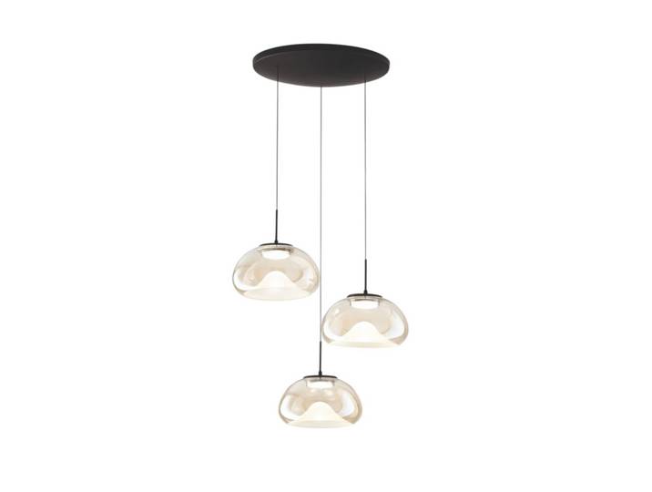 Fabas Luce Glas Hängelampe Brena, dimmbar, braun / rost, für Wohn- / Esszimmer, Glas, Modern, Pendelleuchte
