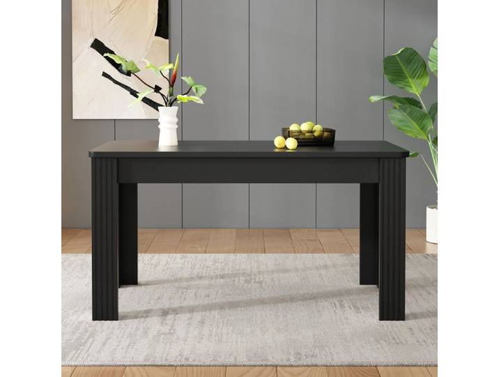 Table de salle à manger table à manger contemporaine table à manger robuste table à quatre pieds Table En bois de chêne Noir
