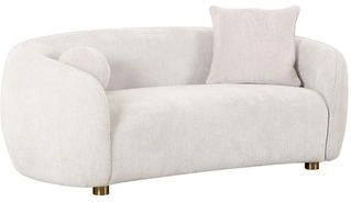"Pasargad Home Zarina Upholstered Modern Loveseat with 2 Pillows, Ivory - W74.8""xD39""xH28.3"""