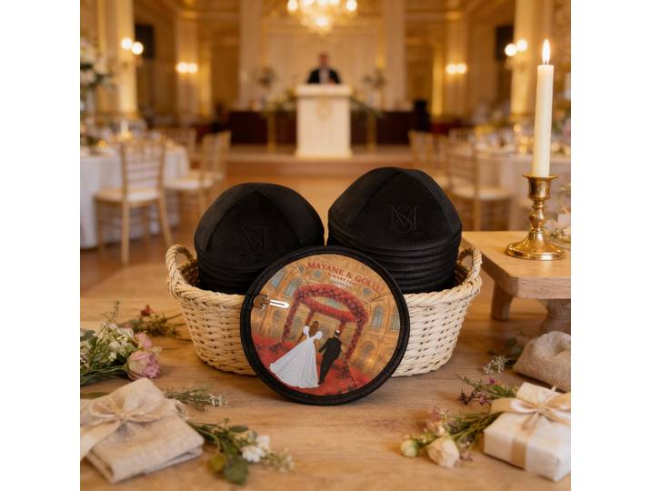 Kippot, Kipa, Kippa, Kippot juives Personnalisé pour un mariage juif Deluxe Wedgewood Satin