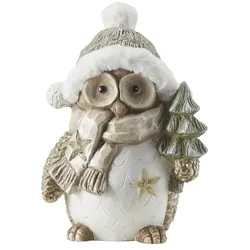 HOME STORY LED Wintereule   , braun , Magnesia,Kunststoff,Polyester , Maße (cm): B: 24 H: 35,5 T: 18.0
