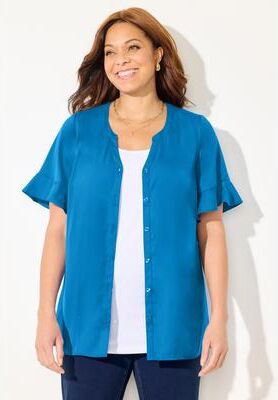 Plus Size Women's Isabella Romance Blouse by Catherines in Vibrant Blue (Size 2X)