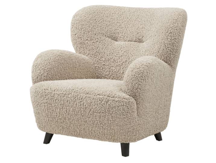 Fauteuil lounge en tissu bouclé marron clair
