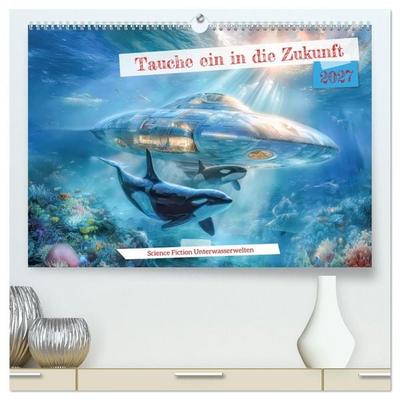Tauche ein in die Zukunft - Science Fiction Unterwasserwelten (hochwertiger Premium Wandkalender 2027 DIN A2 quer), Kunstdruck in Hochglanz