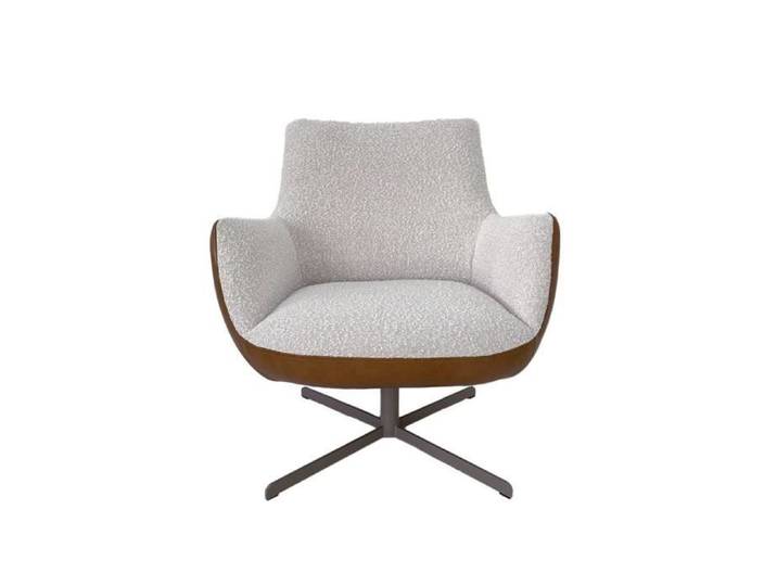 Fauteuil pivotant Stella cuir/bouclette cognac/beige - Livin24 - Scandinave - Moderne - Relaxation
