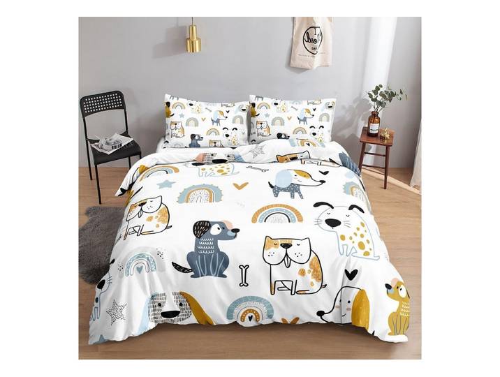 LuxusKollektion Kinderbettwäsche Bettwäsche-Set Cartoon-Welpe 155x220cm