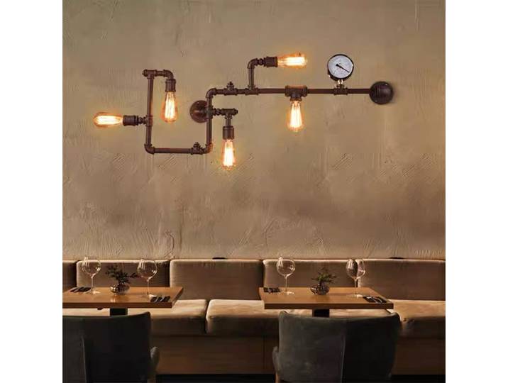 Lampe murale LED en fer de style industriel vintage médiéval, forme de tuyau, luminaires créatifs pour la décoration de la chambre à coucher, lustres