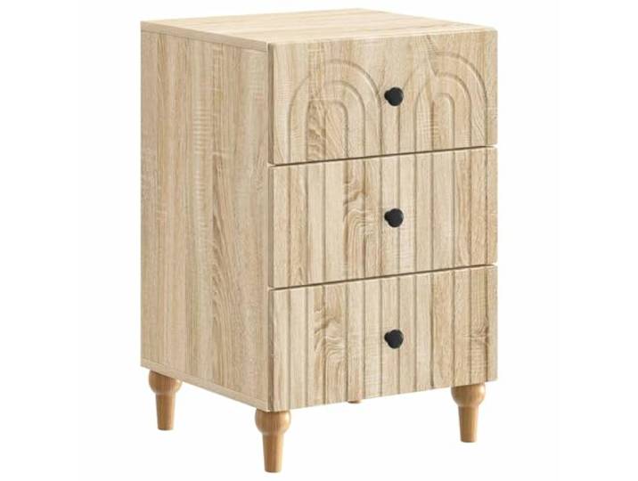fsahslih Nachttisch Sonoma-Eiche 43x41x66,5 cm Holzwerkstoff 3 Schubladen Kompakte Kommode mit 3 leichtgängigen Schubladen für Schlafzimmer und Wohnzimmer. Bietet praktischen Stauraum im Alltag.