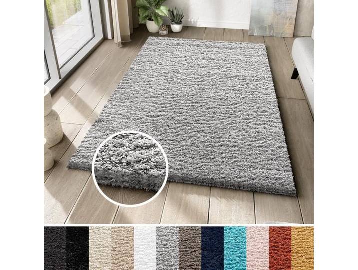 TAPISO Tapis Salon Shaggy Poil Long ESSENCE Gris Unicolore Polypropylène Intérieur 80x150
