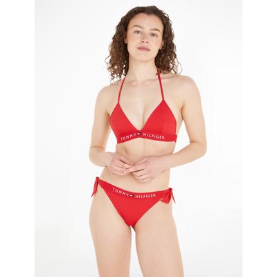Triangel-Bikini-Top "TH TRIANGLE FIXED FOAM", Damen, Gr. L (40), N-Gr, rot, Elasthan, Polyamid, TOMMY HILFIGER SWIMWEAR, unifarben, Bikini-Oberteile, mit Tommy Hilfiger-Branding