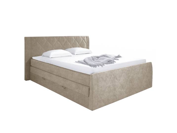 Boxspringbett Garema mit Bettkasten 180 x 200cm Webstoff Beige