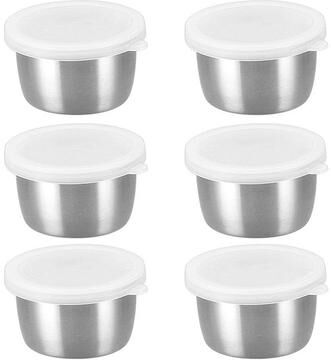 Inspire Essentials Stainless Steel Sauce Containers With Leakproof Lids 40ml 6pcs
