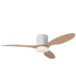 Deckenventilator mit Licht und Fernbedienung - Weiß und Holzflügel