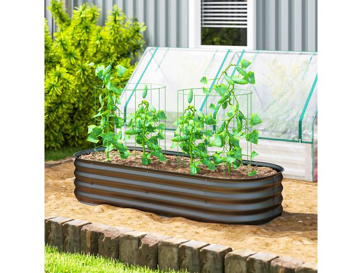 Outsunny Jardinière Carrée Acier Modulable 150x62x30cm Gris