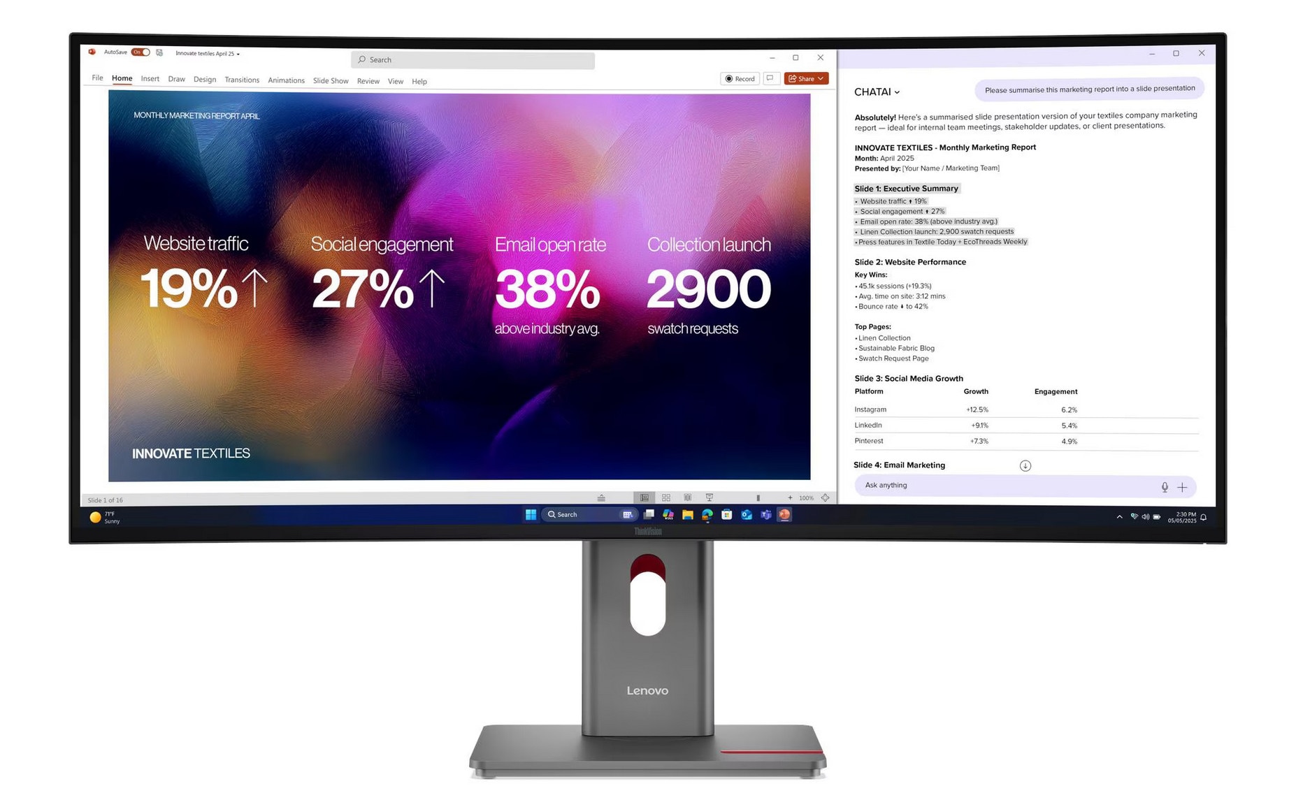 Lenovo ThinkVision P40WD-40 40 Zoll WUHD IPS Black Panel 21:9 120 Hz Curved Monitor
