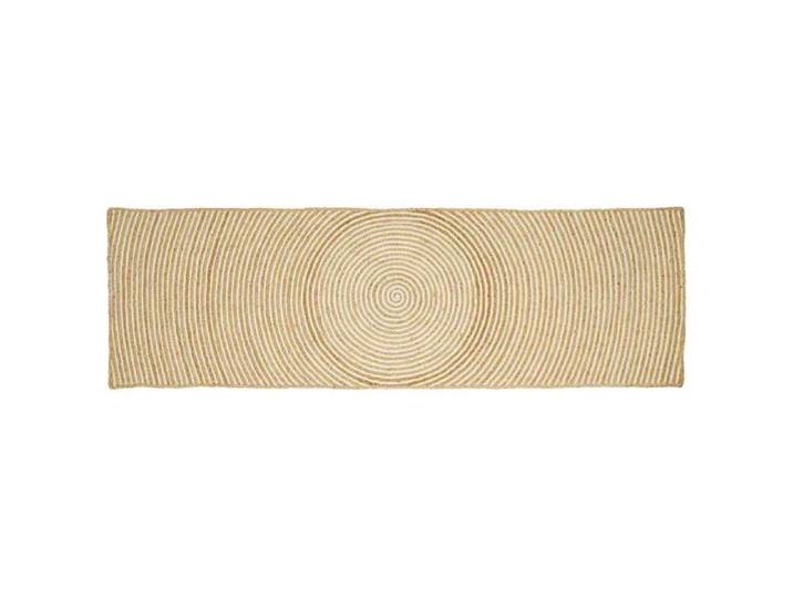 Tapis rond en jute - - Naturel et Blanc - 80x250 cm - Lavable en machine - Artisanal - Écologique