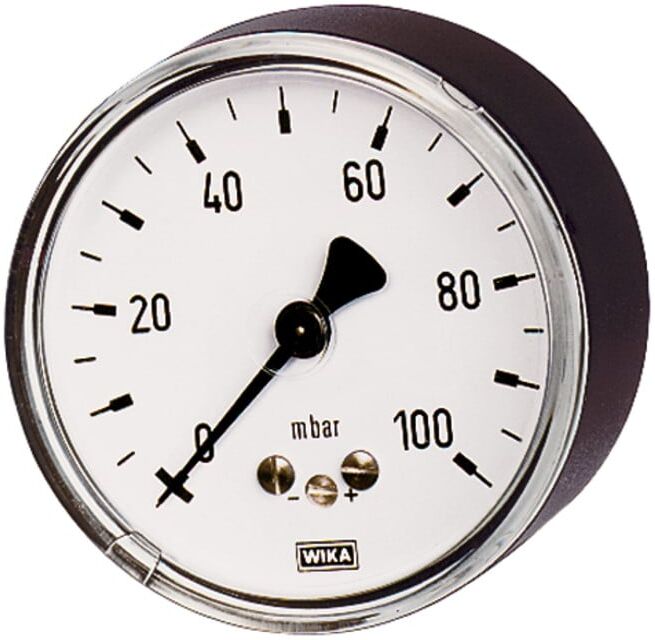 Riegler Manomètre à capsule, G 1/2 arrière excentré, 0 - 40 mbar, Ø 100 (6821)