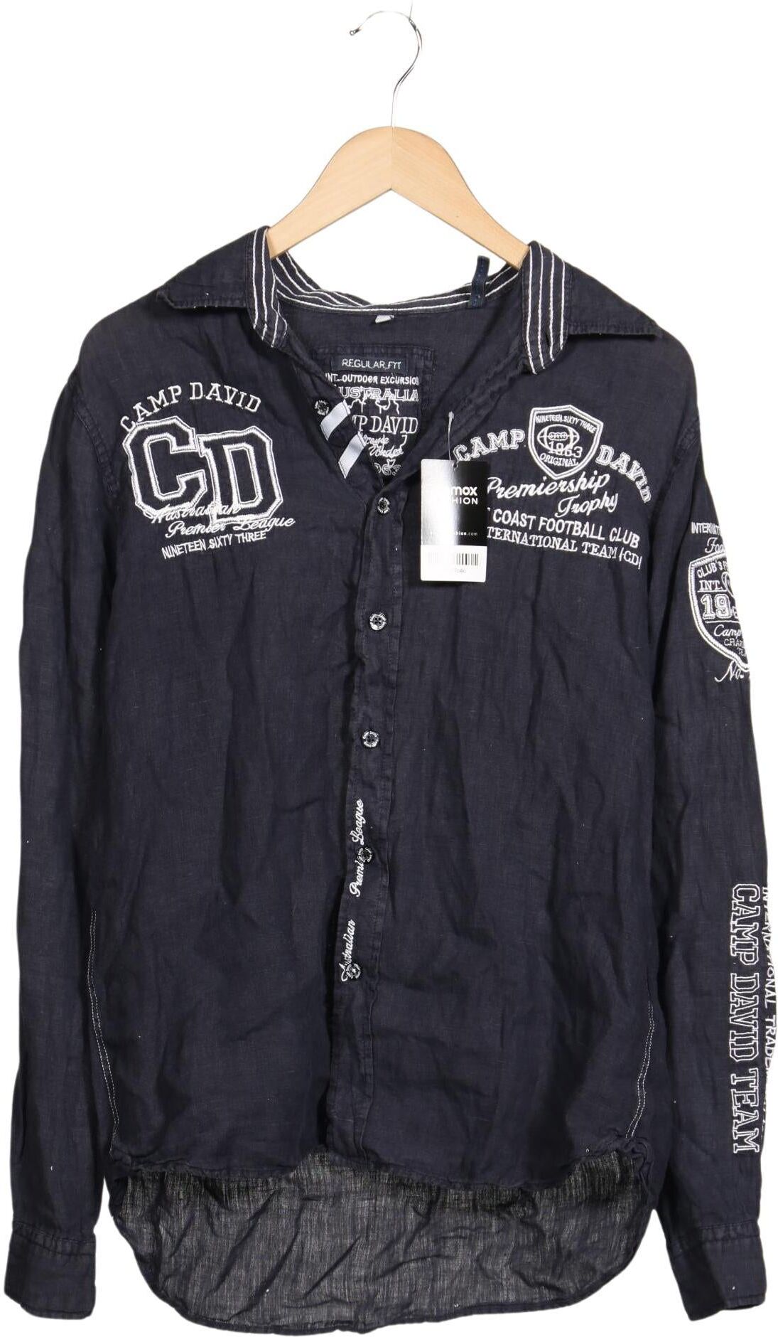 Camp David Herren Hemd, Marineblau, Gr. S, Leinen - Second Hand