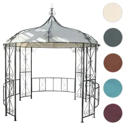 Pergola Almeria, Rundpavillon Garten Pavillon, stabiles Stahl-Gestell Ø 3m ~ creme