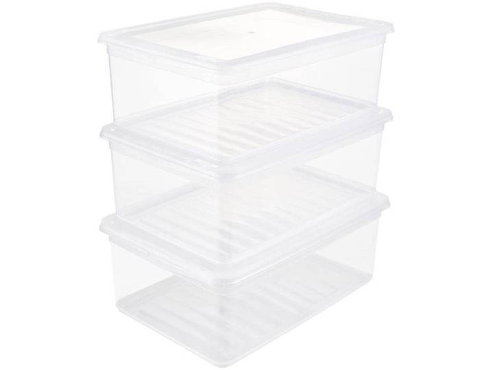 Aufbewahrungsbox KEEEPER bea, clearbox mit Air Control-System , transparent, B:26,5cm H:14cm T:39cm, Polypropylen, Aufbewahrungsboxen, Aufbewahrungsbox, 3 x 11 l, stapelbar, 39 x 26,5 x14 cm
