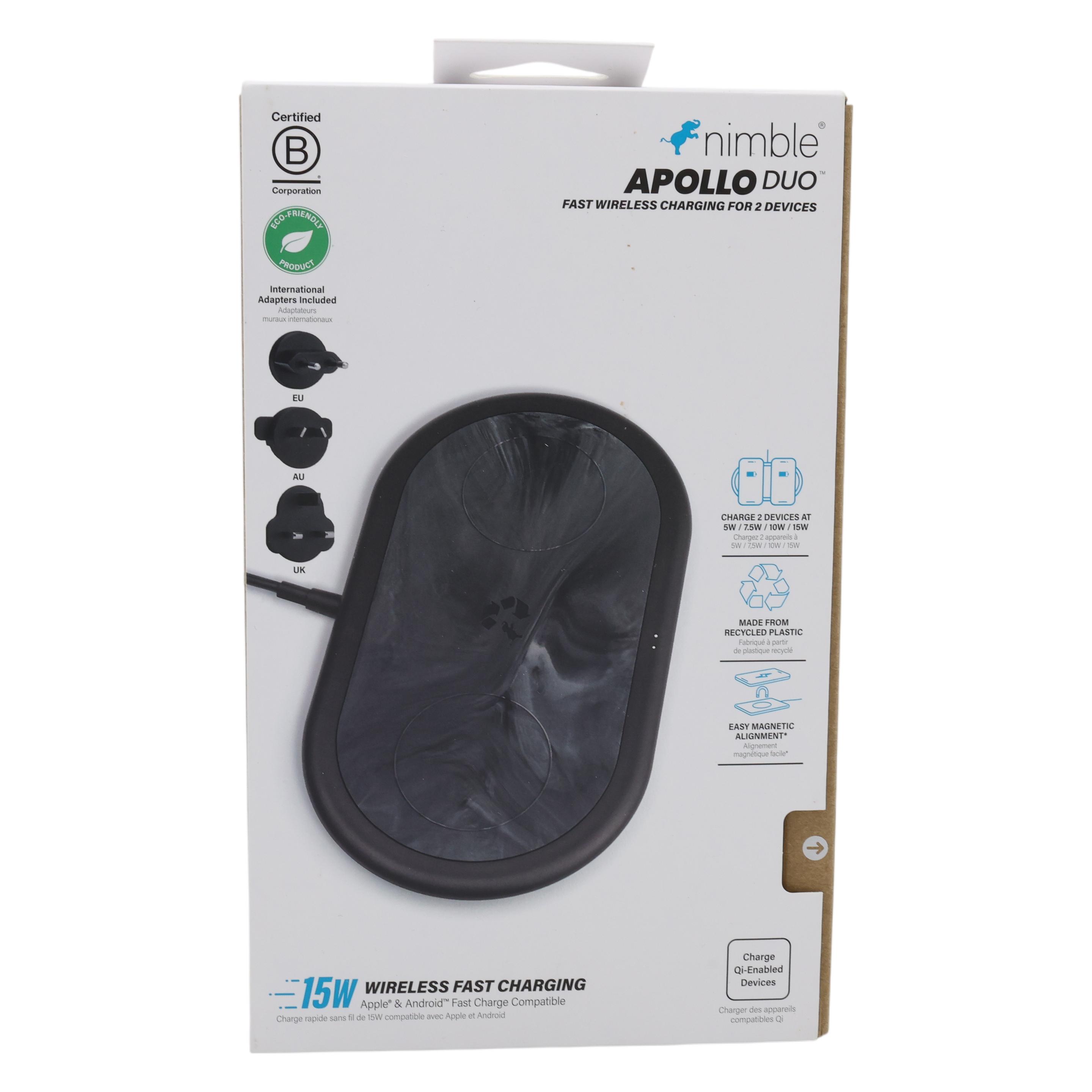 Nimble Apollo Wireless Pad (Dual) - Black (NB-WP-DP-ABLK-GLB)
