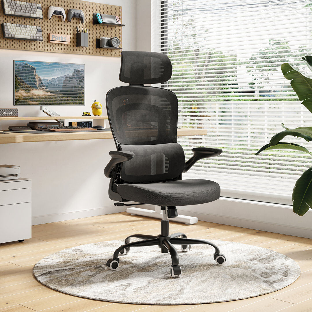 Inbox Zero High Back Ergonomic Mesh Office Chair Black/Black 133cm H X 61.5cm W X 70.1cm D