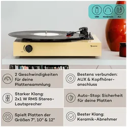 The Player Plattenspieler Selbstbauset inkl. Lautsprecher 33/45 U/min Helles Taupe