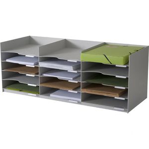 Paperflow Sortierstation 535.02 A4+, 15 Fächer, 5 Etagen, Kunststoff, grau