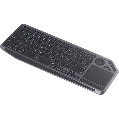 Renkforce RF-WLBTKB-300 Bluetooth®, Funk Tastatur Deutsch, QWERTZ Schwarz Integriertes Touchpad, Wiederaufladbar, Multipair-Funktion